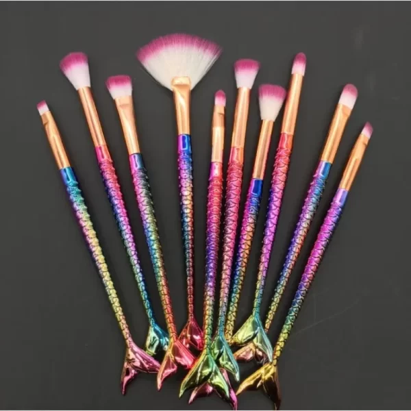 Kit de pincéis de maquiagem sereia 10 peças conjunto profissional - Image 5